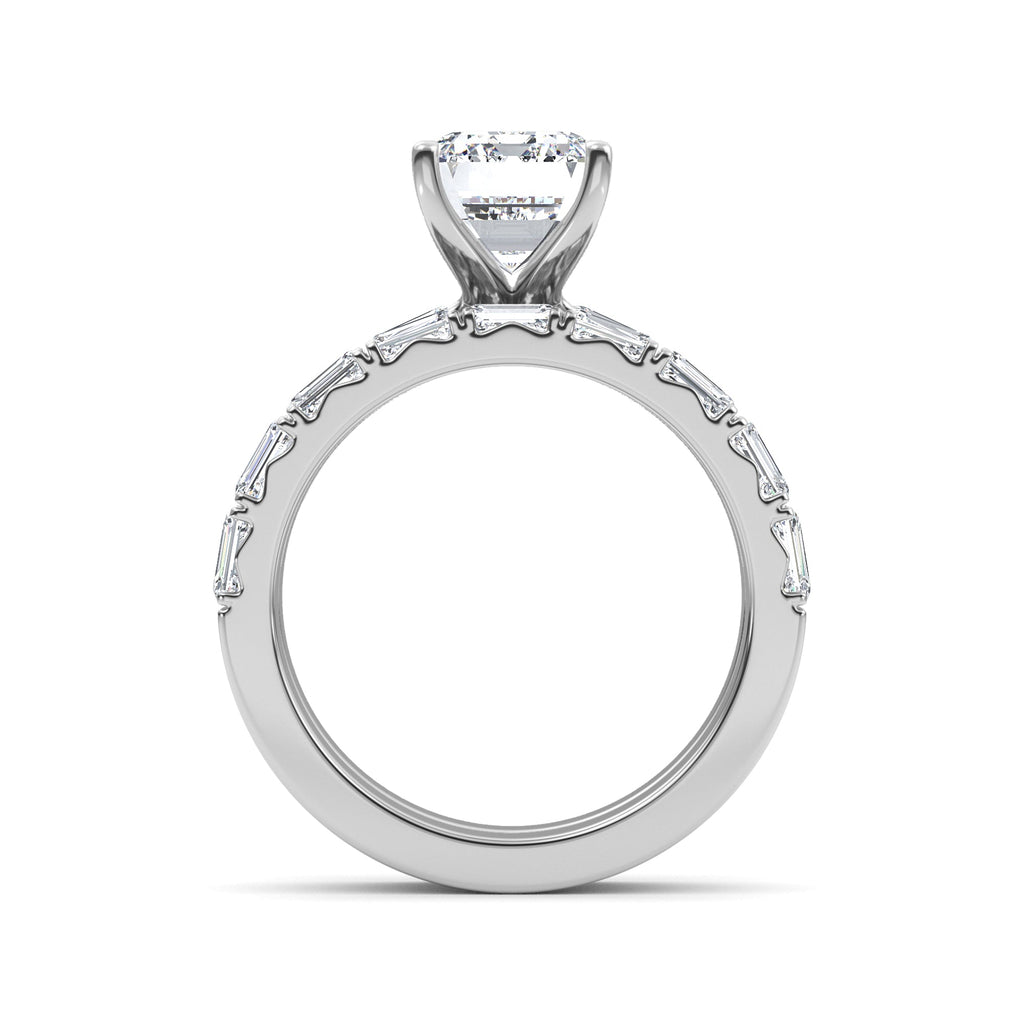 4.97ctw Emerald cut Lab Grown Diamond Exceptional Engagement and Emerald cut Wedding Ring Set