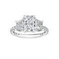 2.85ctw Radiant and Trapezoid cut Lab Grown Diamond Trilogy Engagement Ring