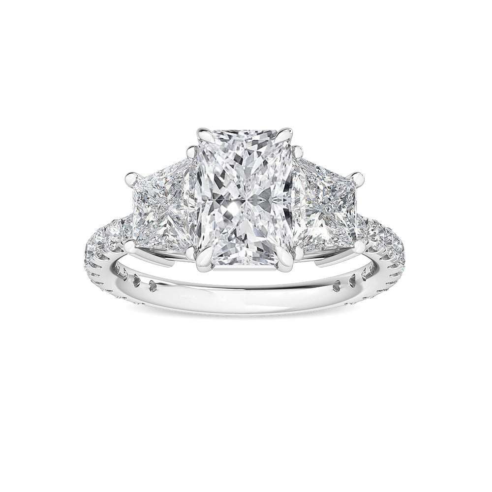 2.85ctw Radiant and Trapezoid cut Lab Grown Diamond Trilogy Engagement Ring