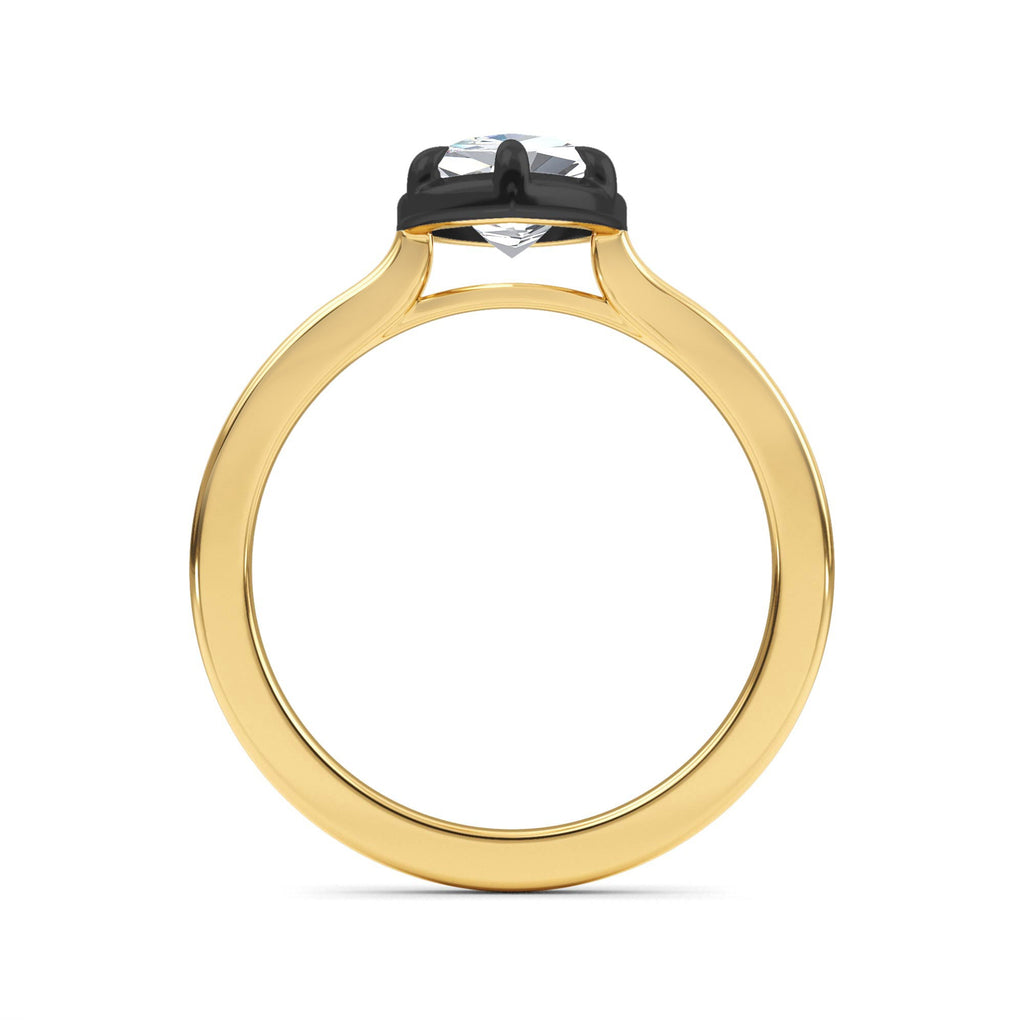1.30ctw Marquise cut Lab Grown Diamond Blackened Gold Georgian Cut Down Engagement Ring