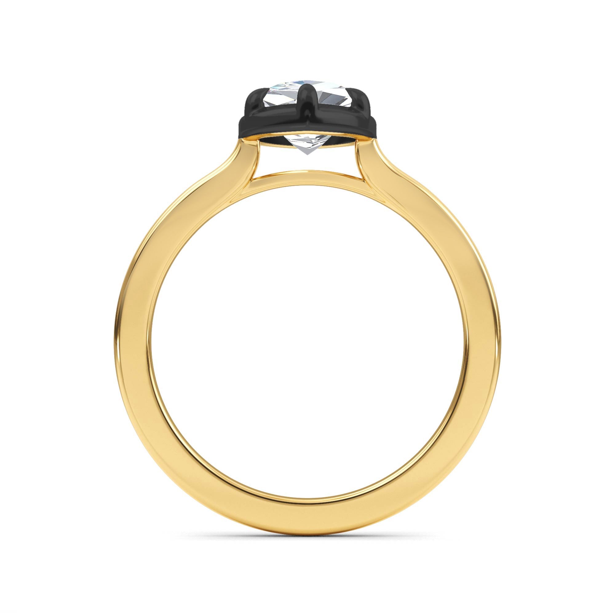 1.30ctw Marquise cut Lab Grown Diamond Blackened Gold Georgian Cut Down Engagement Ring