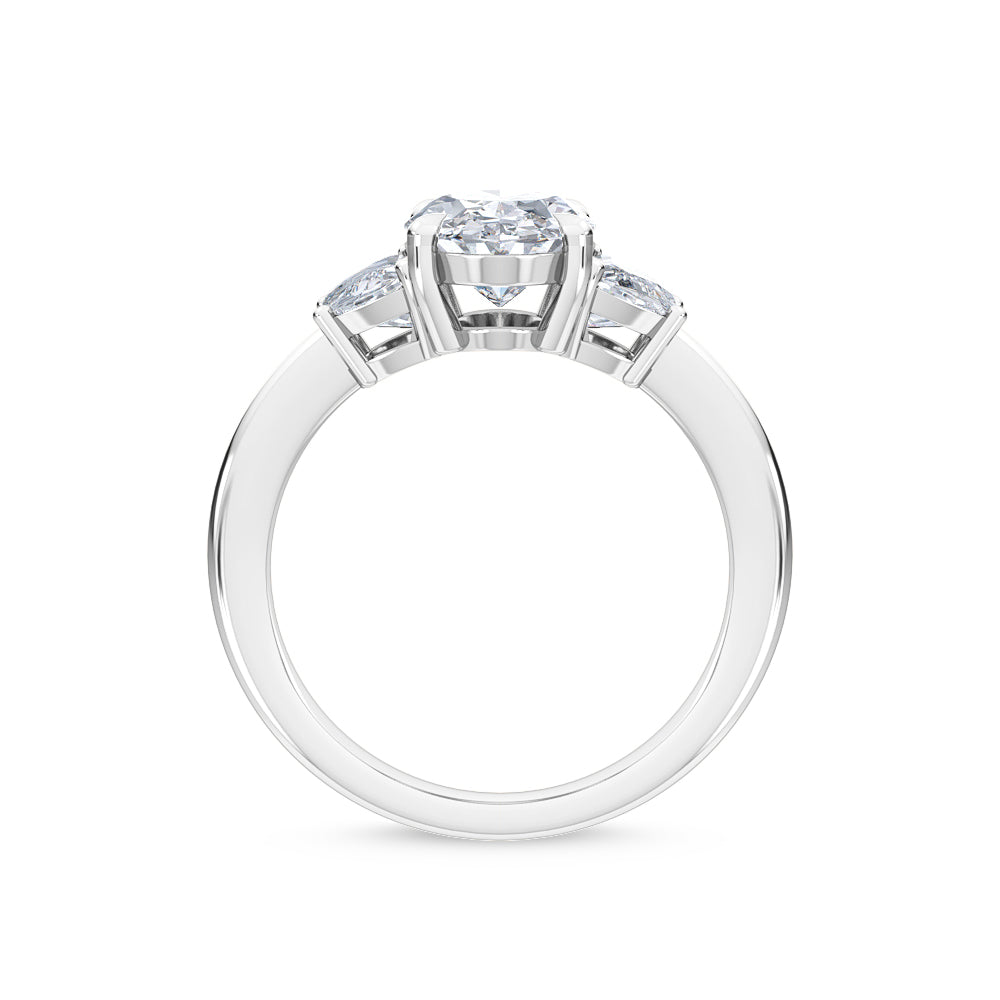 3.00ctw Oval and Half Moon cut Lab Grown Diamond Trilogy Engagement Ring