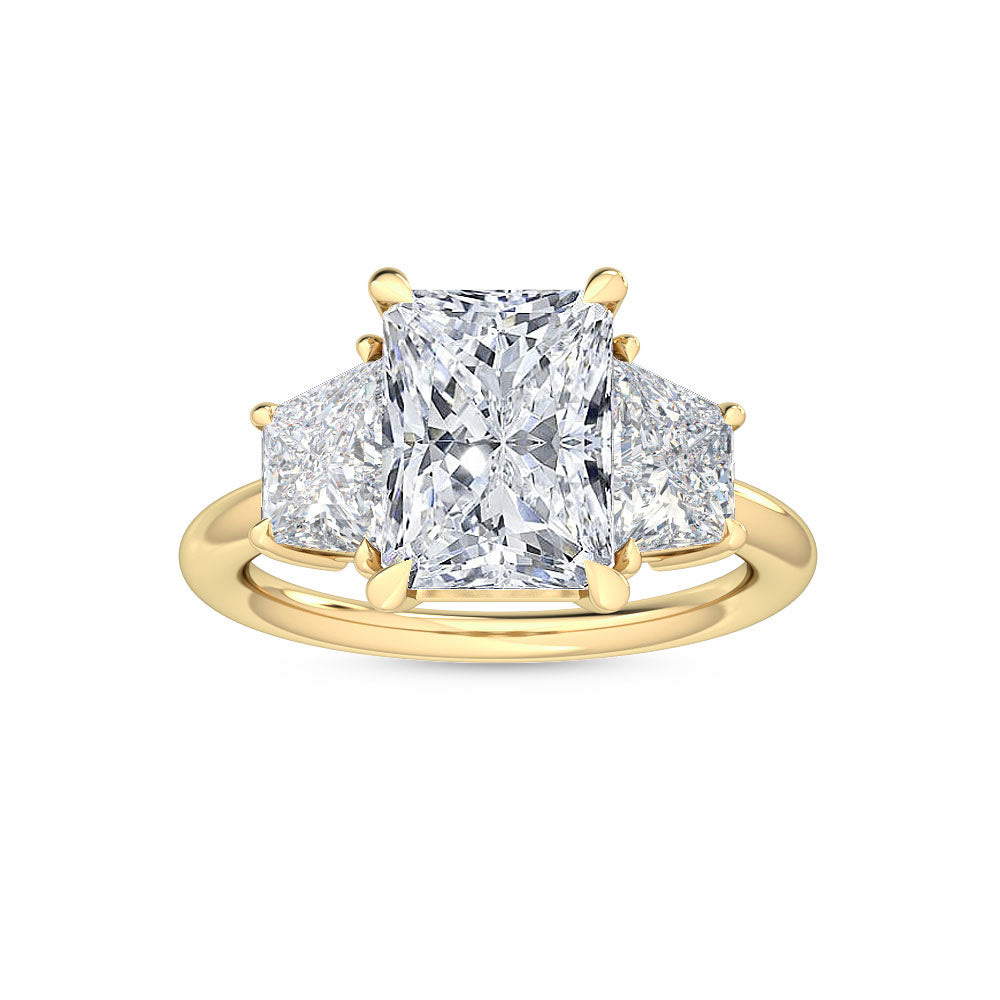 4.00ctw Radiant cut and Trapezoid Lab Grown Diamond Trilogy Engagement Ring