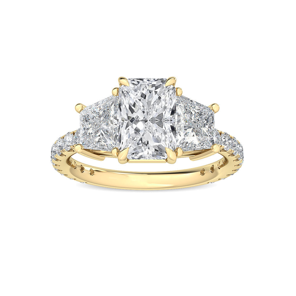 2.85ctw Radiant and Trapezoid cut Lab Grown Diamond Trilogy Engagement Ring